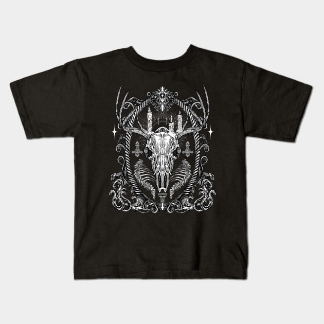 Deer Skull Kids T-Shirt by nong247